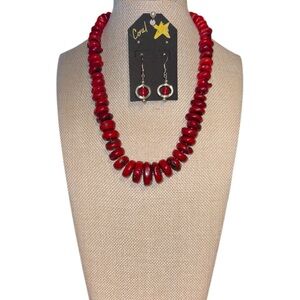 Mediterranean Coral rondell Necklace and Earring Set